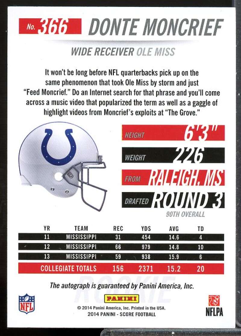 Donte Moncrief/75 Card 2014 Panini Hot Rookies Rookie Signatures Red #366  Image 2