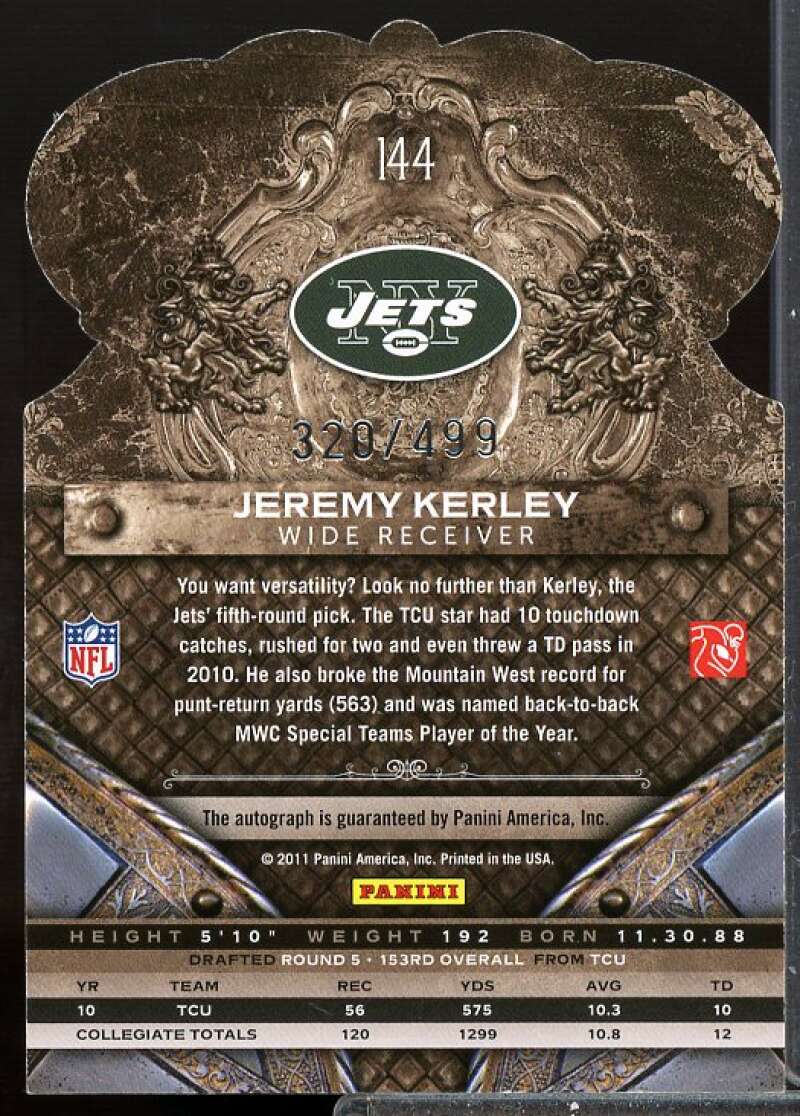 Jeremy Kerley/499 Card 2011 Crown Royale Rookie Autographs Gold #144  Image 2