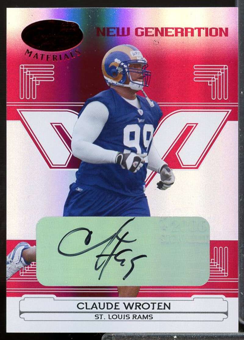 Claude Wroten/250 Card 2006 Leaf Certified Materials Mirror Red Signatures #183  Image 1