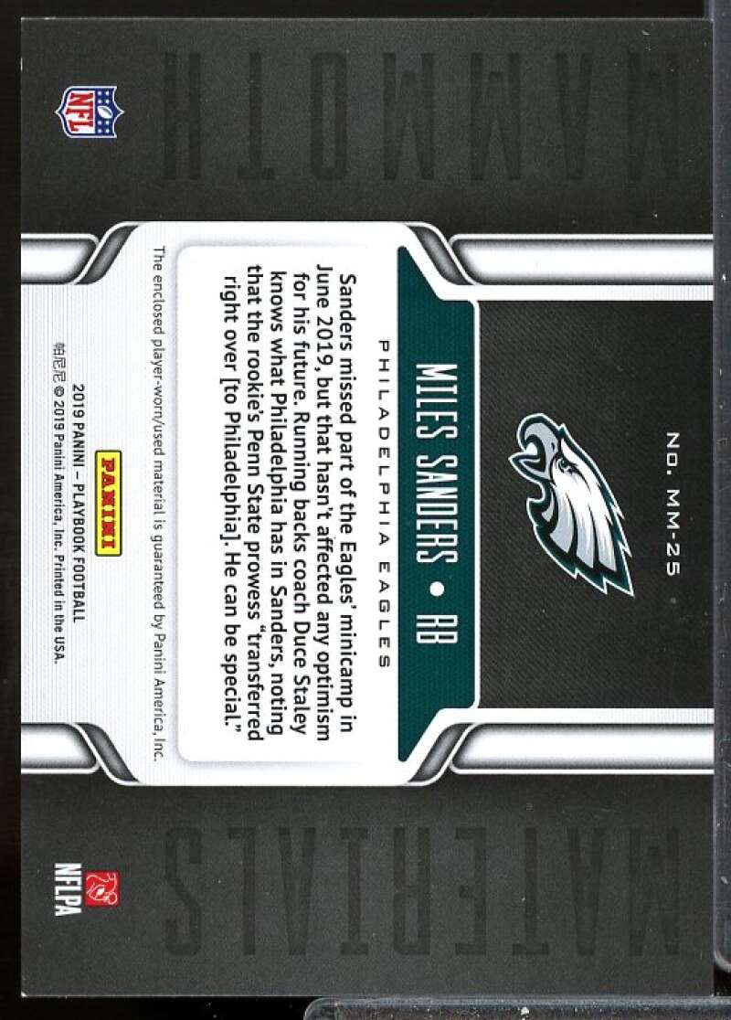 Miles Sanders Card 2019 Panini Playbook Rookie Mammoth Materials #25  Image 2