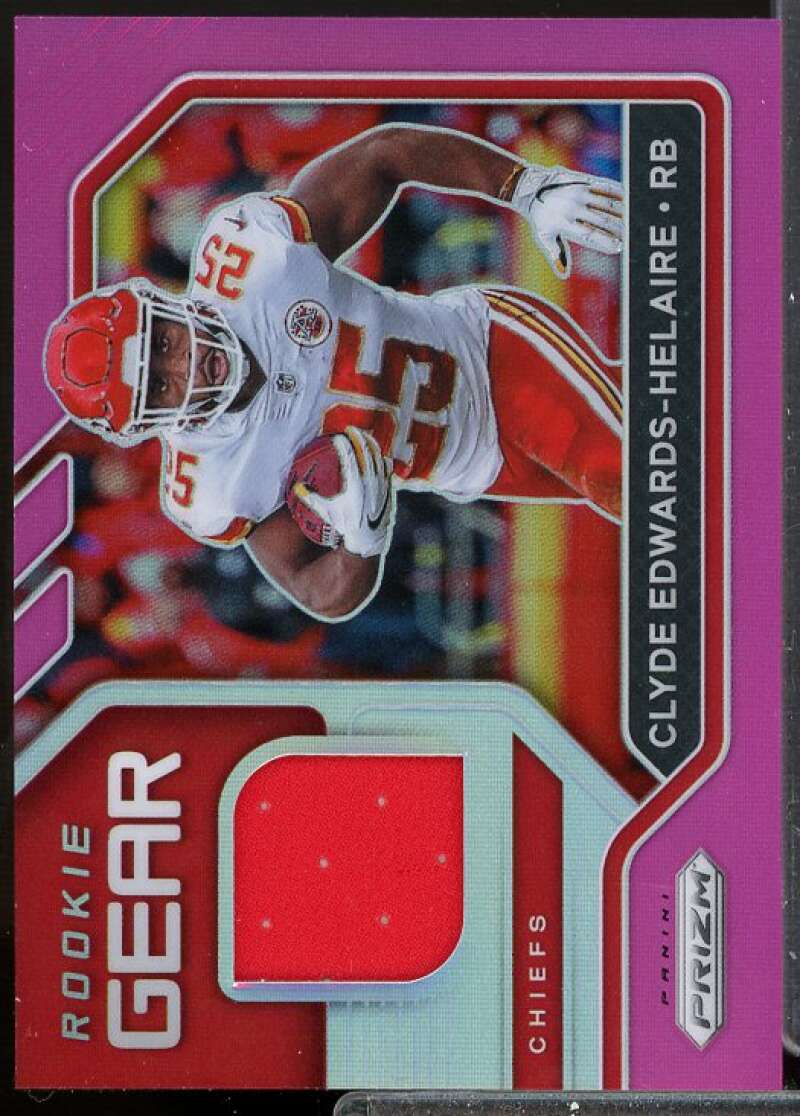 Clyde Edwards-Helaire Card 2020 Panini Prizm Rookie Gear Jersey Pink #3  Image 1