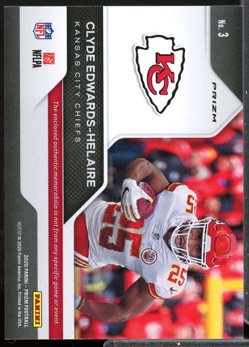 Clyde Edwards-Helaire Card 2020 Panini Prizm Rookie Gear Jersey Pink #3  Image 2