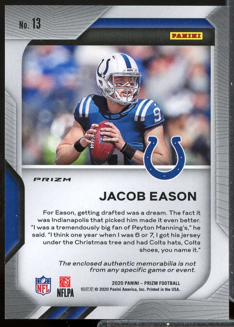 Jacob Eason Card 2020 Panini Prizm Premier Rookie Jerseys Pink #13  Image 2