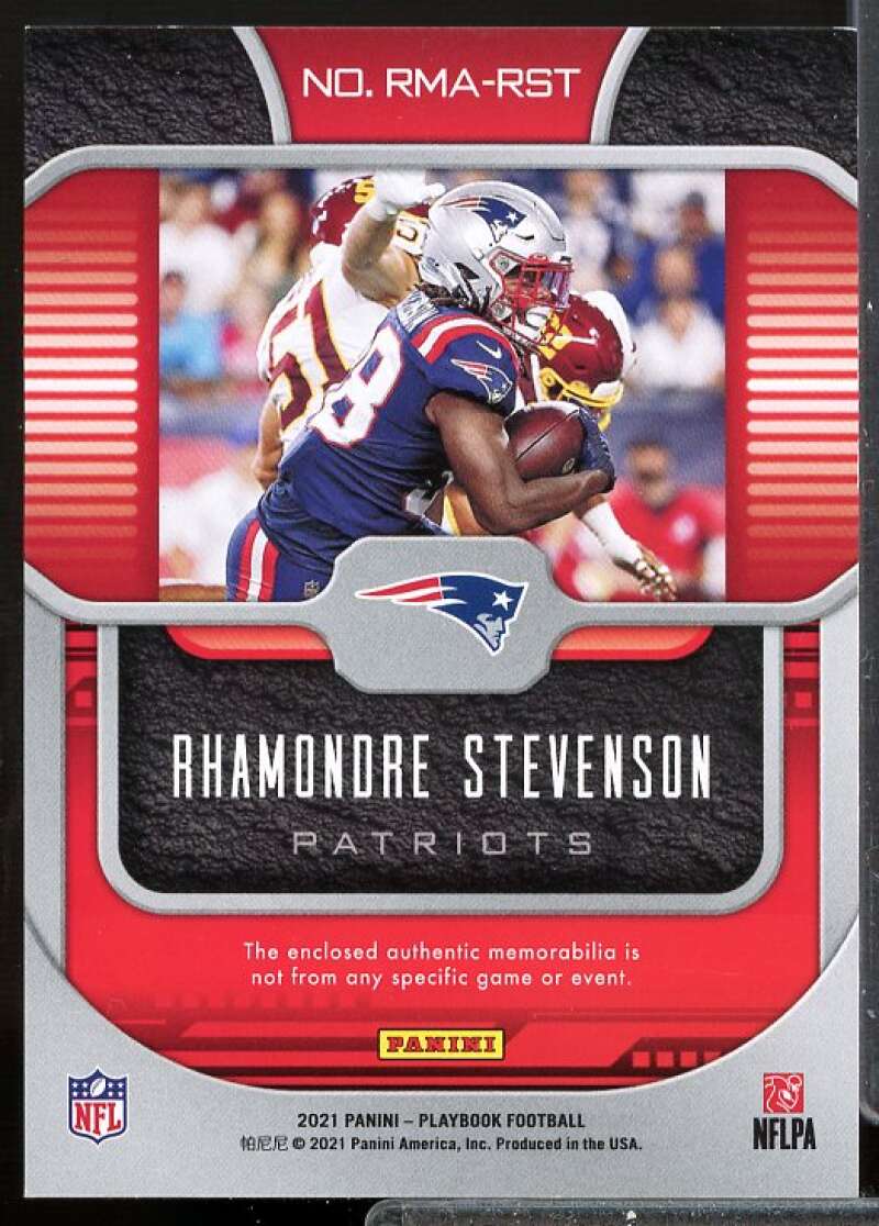 Rhamondre Stevenson Card 2021 Panini Playbook Rookie Materials #32  Image 2