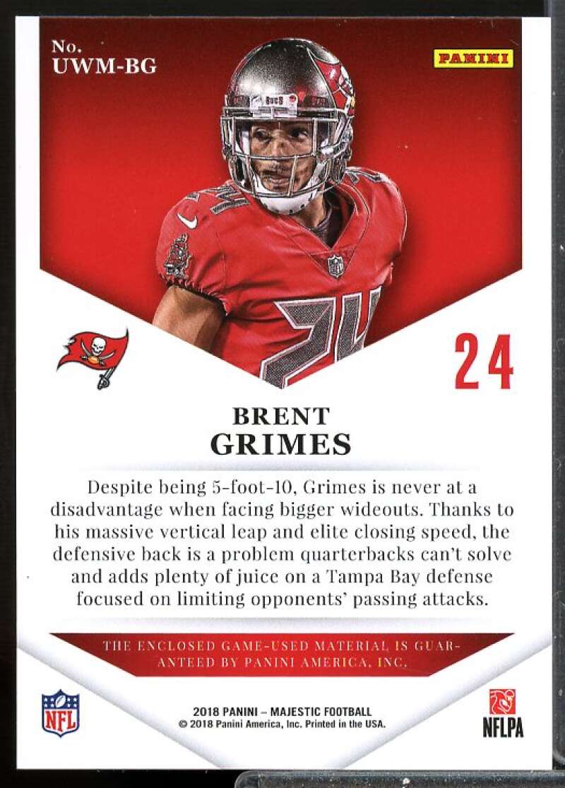 Brent Grimes/49 Card 2018 Panini Majestic Unsung Warriors Materials #17  Image 2