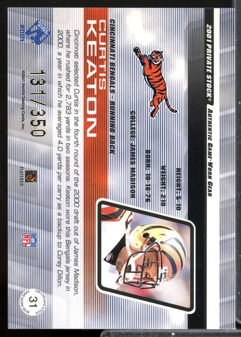 Curtis Keaton/350 2001 Private Stock Game Worn Gear 3 Color Jersey Patch #31  Image 2