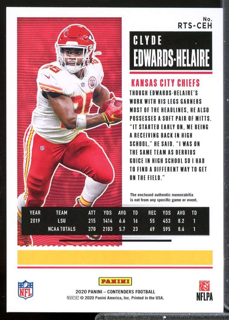 Clyde Edwards-Helaire 2020 Panini Contenders Rookie Ticket Jersey Swatches #12  Image 2
