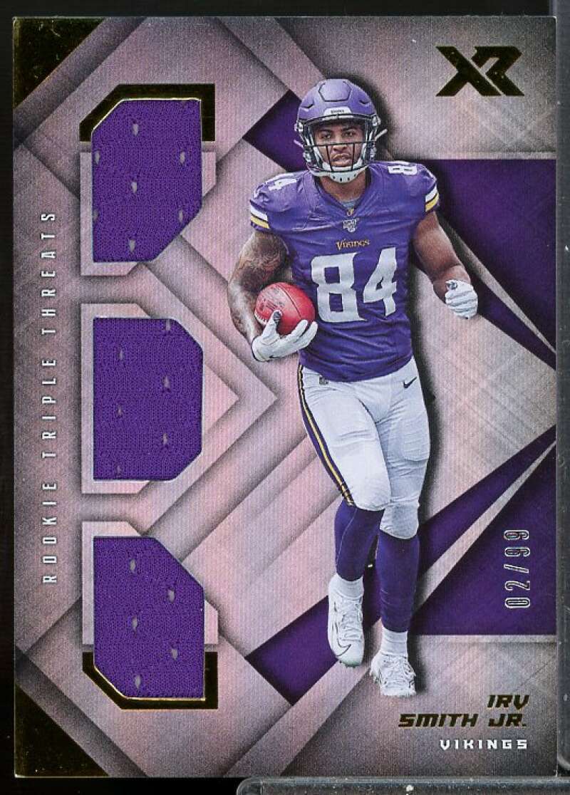 Irv Smith Jr. Card 2019 Panini XR Rookie Triple Threats Materials #32  Image 1