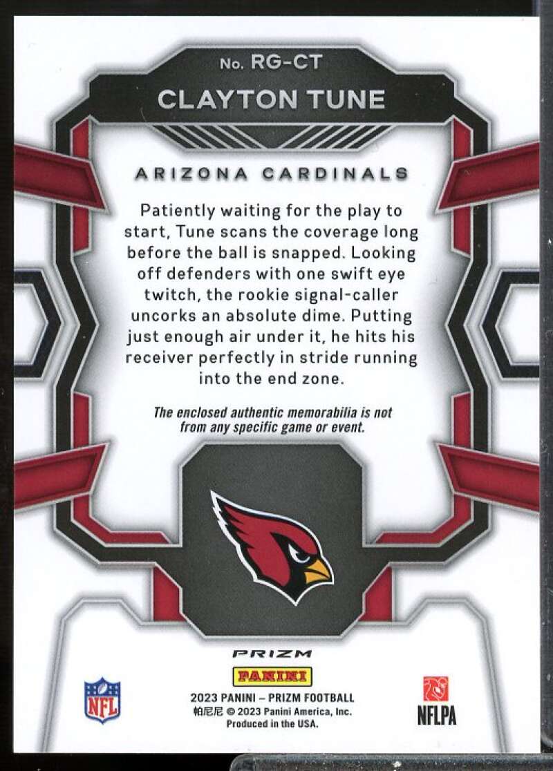 Clayton Tune 2023 Panini Prizm Rookie Gear Jersey Prizms Neon Green Pulsar #27  Image 2