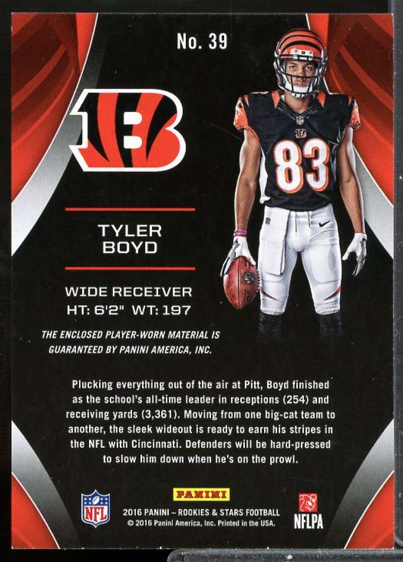Tyler Boyd Card 2016 Rookies and Stars Star Search Rookie Jerseys #39  Image 2