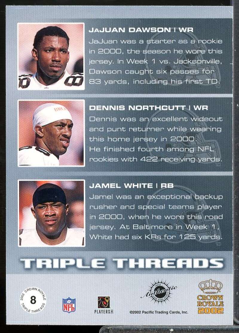 JaJuan Dawson/Dennis Northcutt/Jamel White 2002 Crown Royale Triple Jerseys #8  Image 2