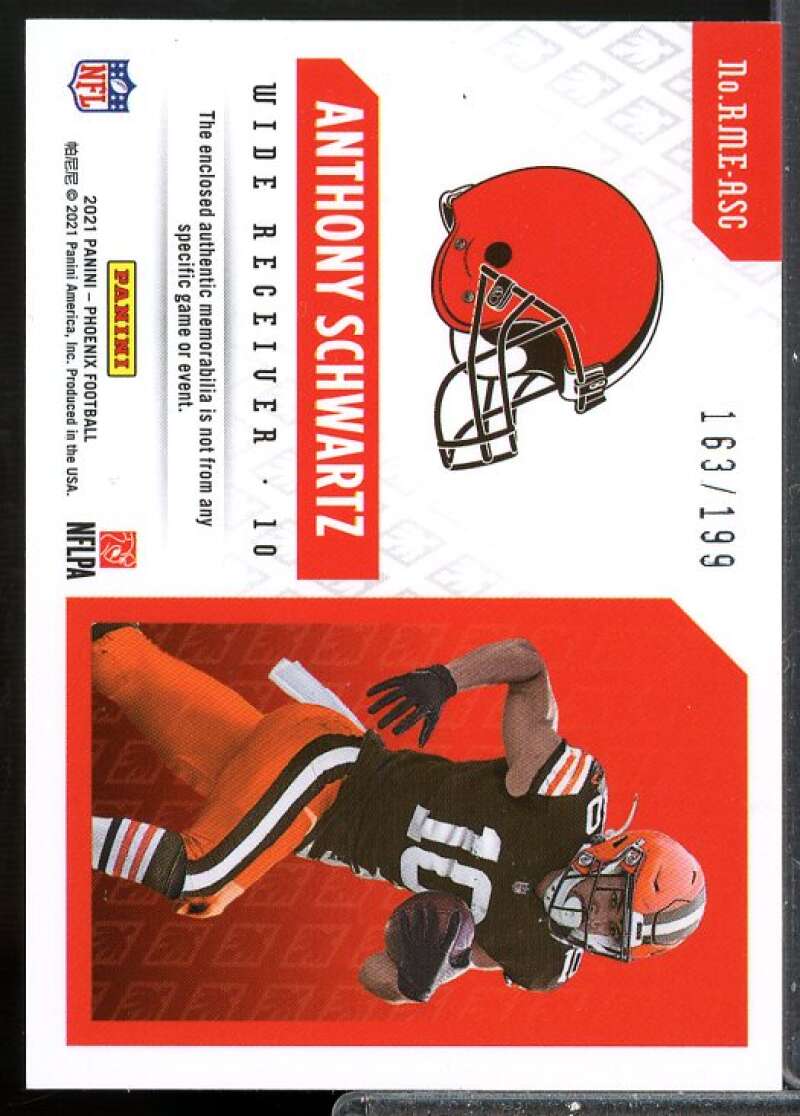 Anthony Schwartz Card 2021 Panini Phoenix Rookie Memorabilia Jersey #29  Image 2