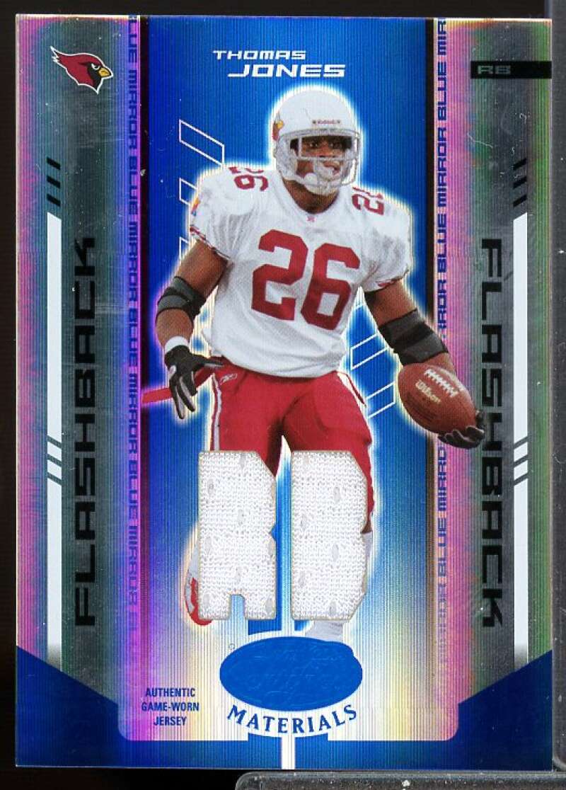 Thomas Jones 2004 Leaf Certified Materials Mirror Flashback Blue Jersey #127  Image 1