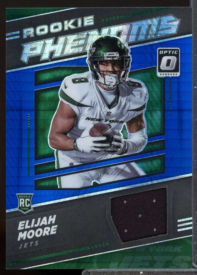 Elijah Moore Card 2021 Donruss Optic Rookie Phenoms Jerseys Blue Hyper #16  Image 1