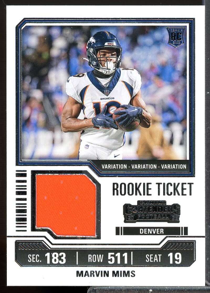 Marvin Mims Card 2023 Panini Contenders Rookie Ticket Jersey Swatches #24  Image 1