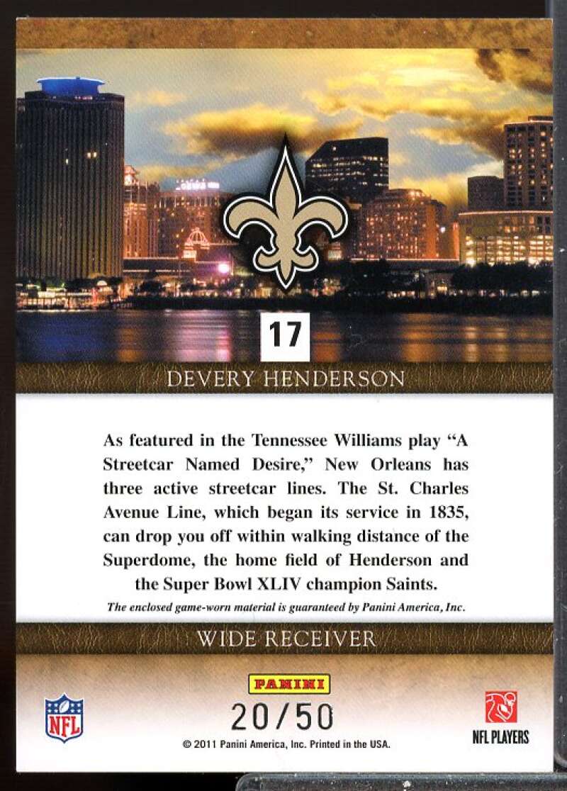 Devery Henderson/50 2011 Panini Plates Patches City Limits Materials Prime #17  Image 2