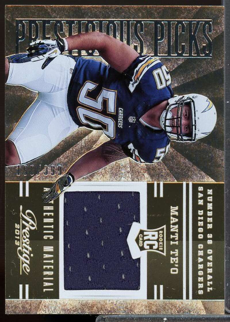 Manti Te'o Card 2013 Prestige Prestigious Picks Rookie Materials Gold #31  Image 1
