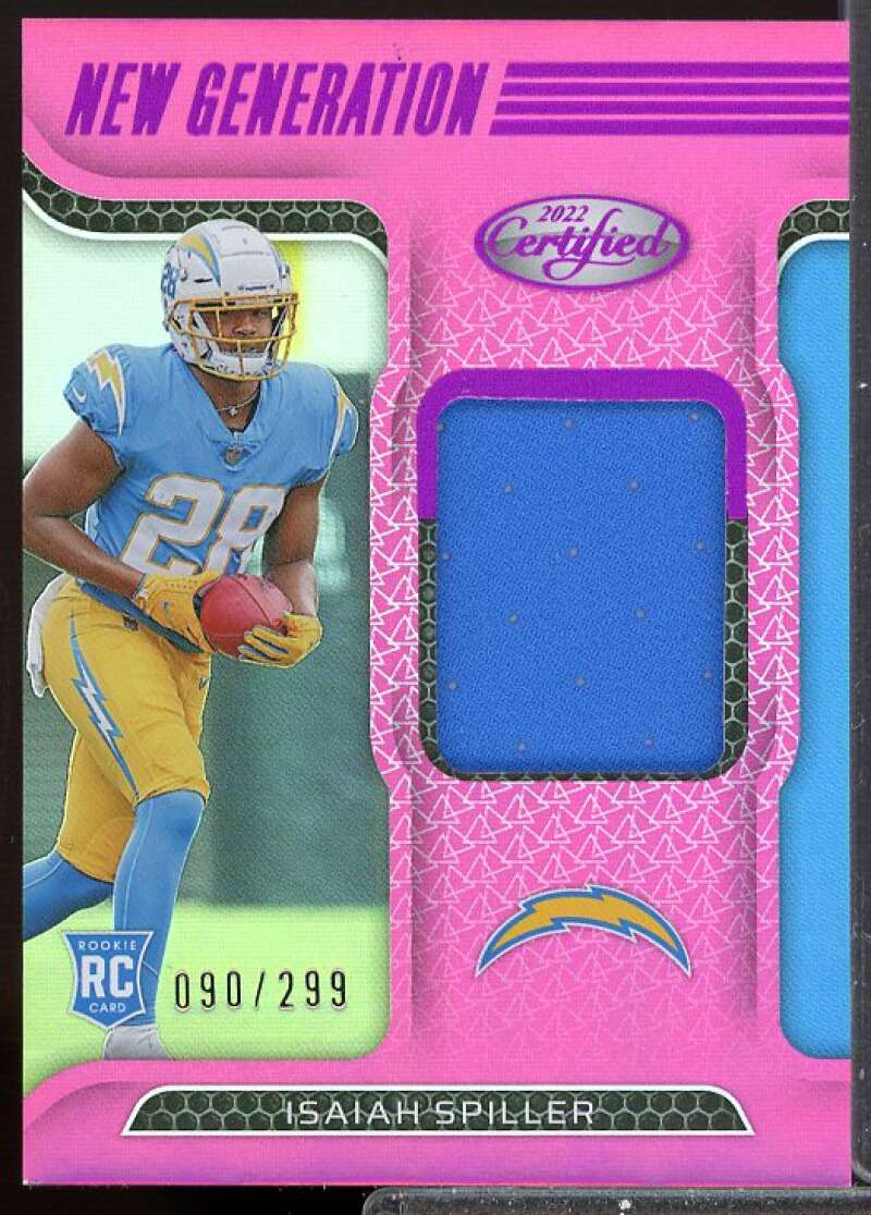 Isaiah Spiller/299 2022 Certified New Generation Rookie Jerseys Mirror Pink #31  Image 1
