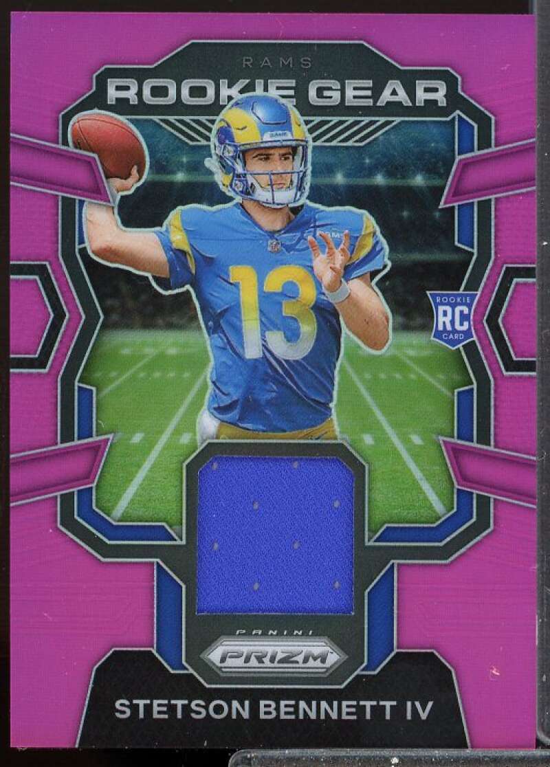 Stetson Bennett IV Card 2023 Panini Prizm Rookie Gear Jersey Prizms Pink #26  Image 1