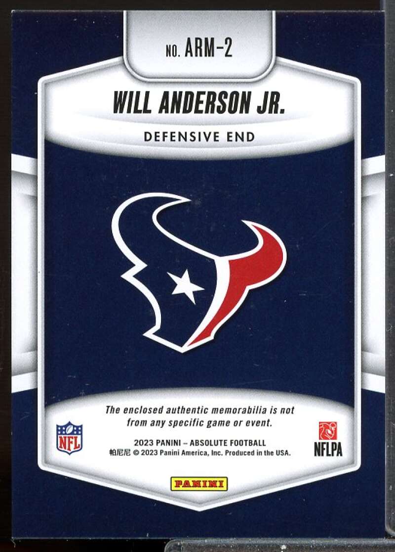 Will Anderson Jr. Card 2023 Absolute Absolute Rookie Materials #2  Image 2