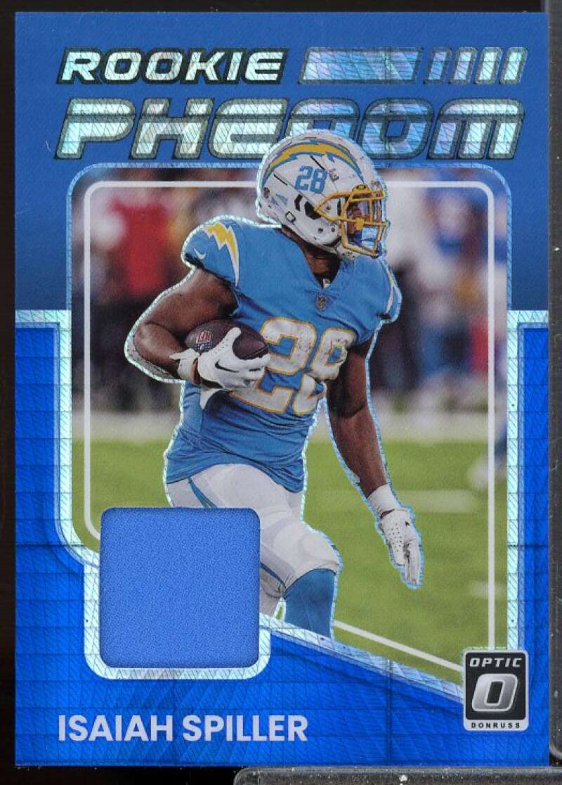 Isaiah Spiller Card 2022 Donruss Optic Rookie Phenoms Jerseys Blue Hyper #16  Image 1