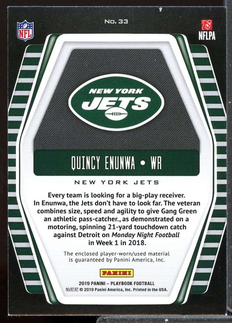 Quincy Enunwa Card 2019 Panini Playbook Hot Routes Jerseys Prime #33  Image 2
