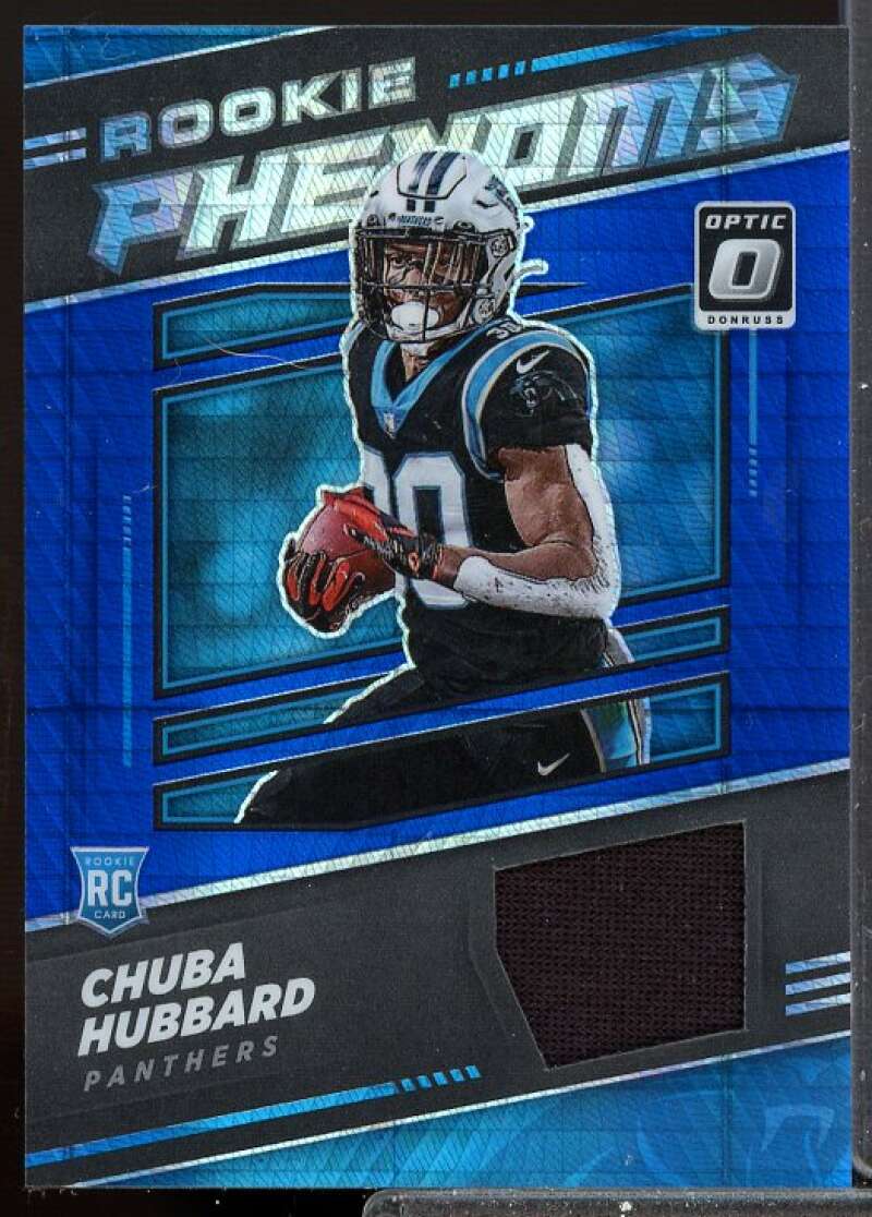 Chuba Hubbard Card 2021 Donruss Optic Rookie Phenoms Jerseys Blue Hyper #25  Image 1