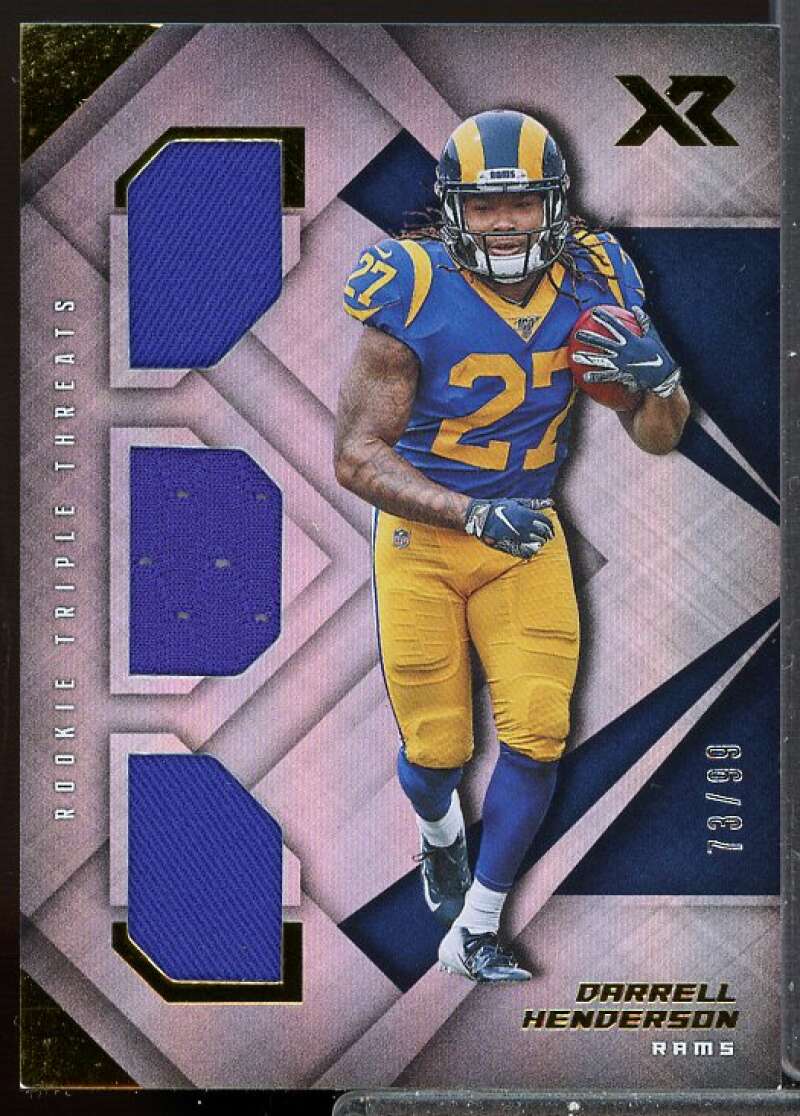 Darrell Henderson Card 2019 Panini XR Rookie Triple Threats Materials #25  Image 1