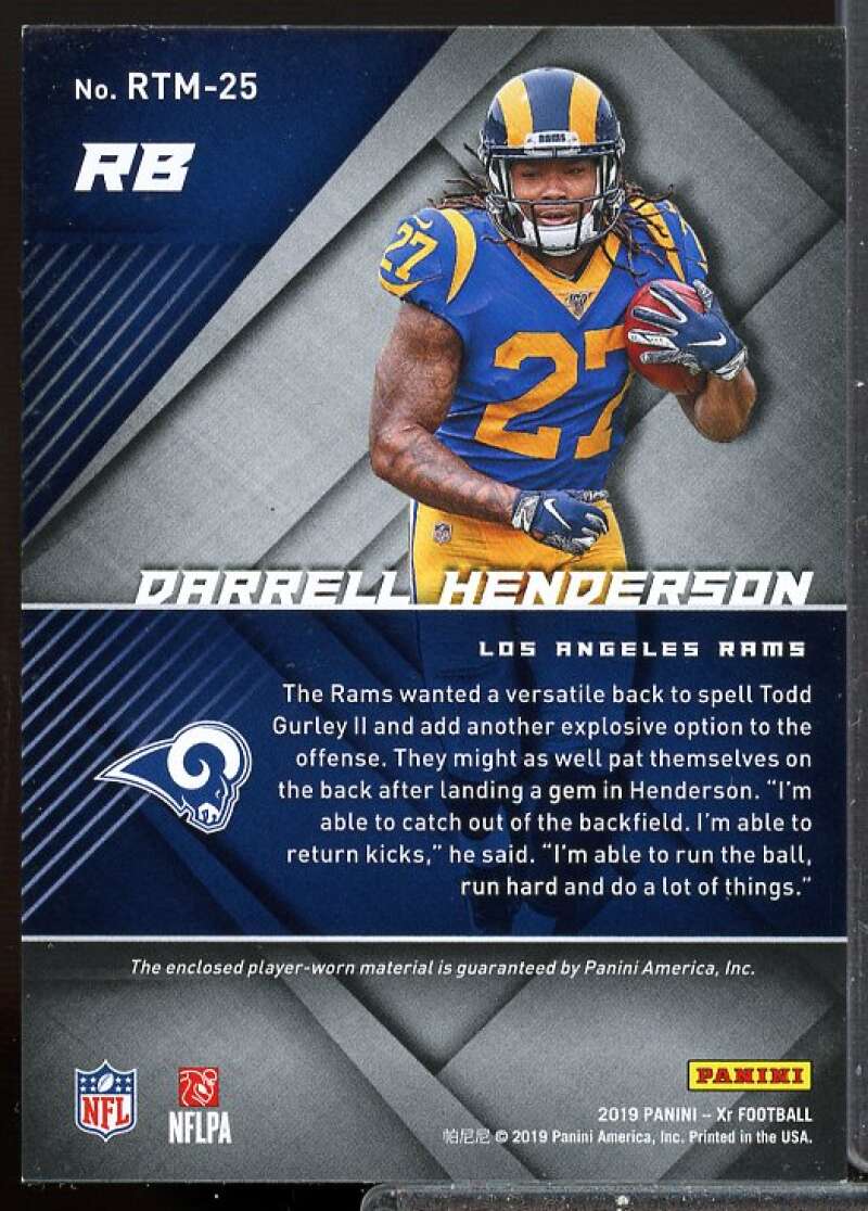 Darrell Henderson Card 2019 Panini XR Rookie Triple Threats Materials #25  Image 2