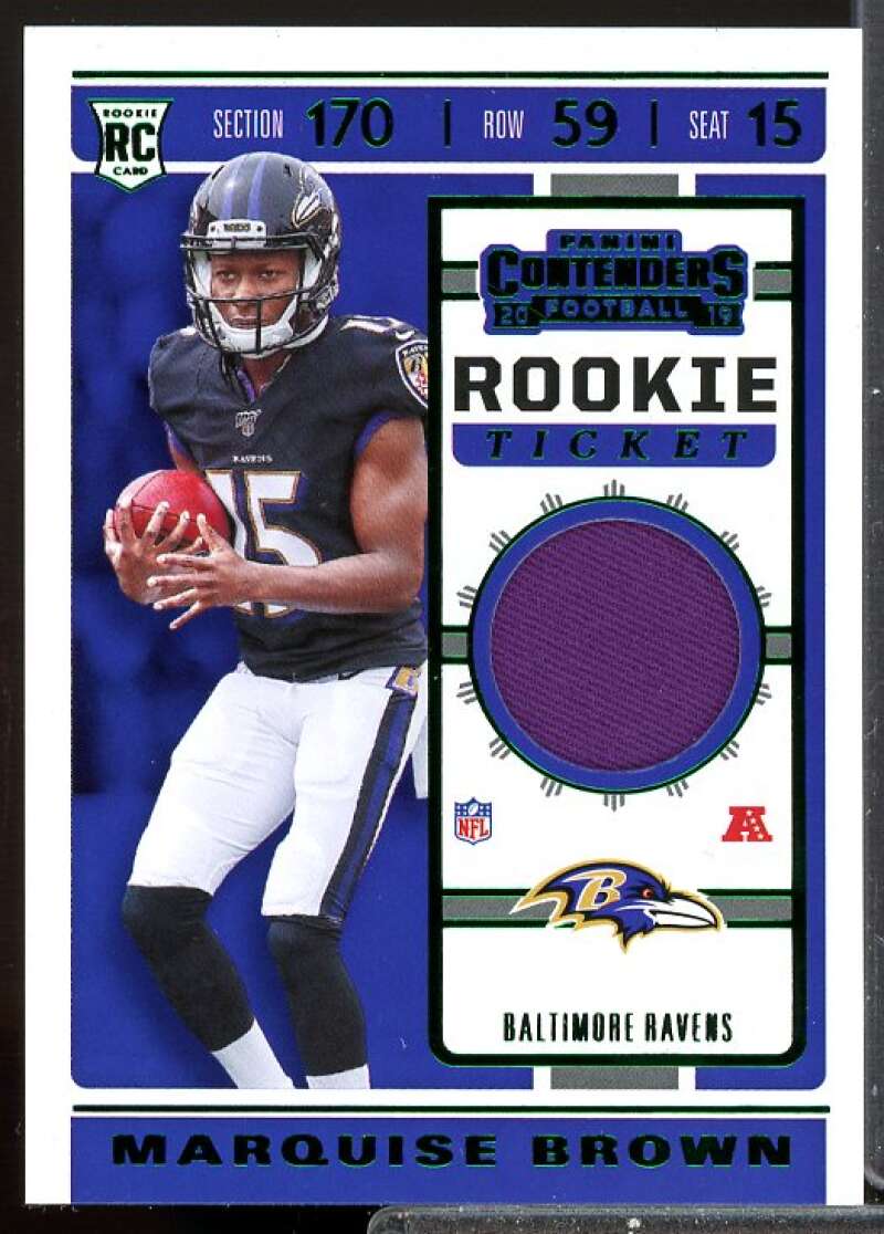Marquise Brown Card 2019 Panini Contenders Rookie Ticket Jersey Swatches #7  Image 1
