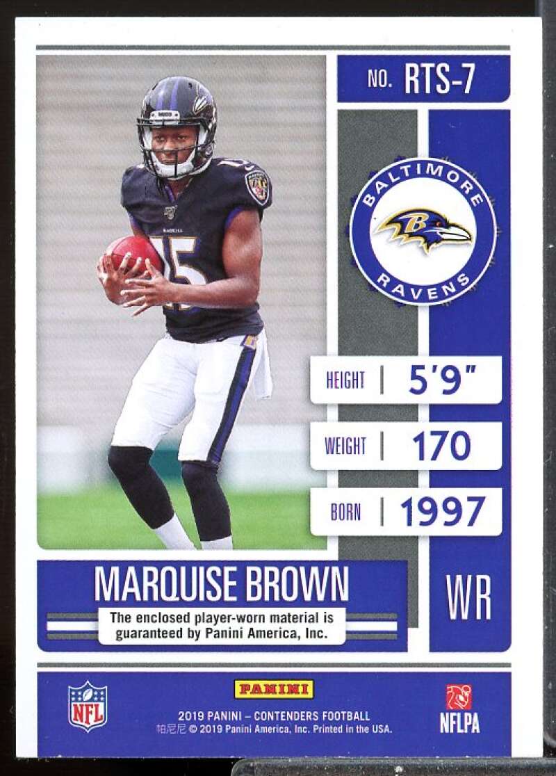 Marquise Brown Card 2019 Panini Contenders Rookie Ticket Jersey Swatches #7  Image 2