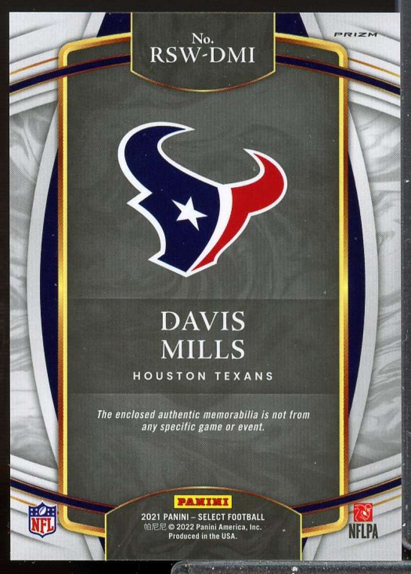 Davis Mills Card 2021 Select Rookie Jersey Swatches Prizm Red #23  Image 2