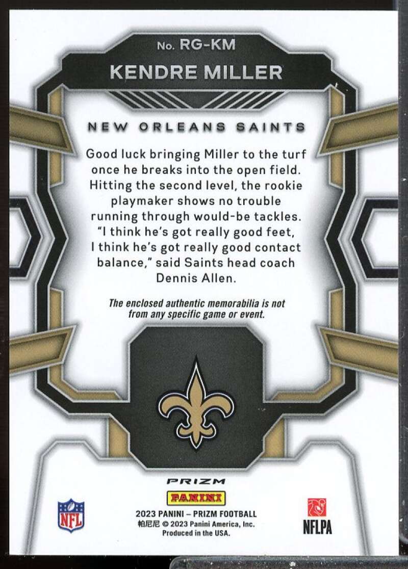 Kendre Miller 2023 Panini Prizm Rookie Gear Jersey Prizms Neon Green Pulsar #9  Image 2