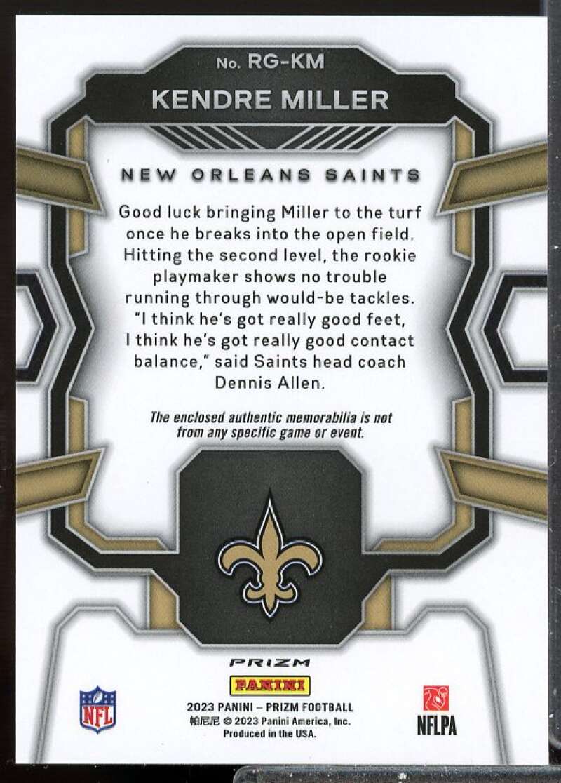 Kendre Miller 2023 Panini Prizm Rookie Gear Jersey Prizms Neon Green Pulsar #9  Image 2