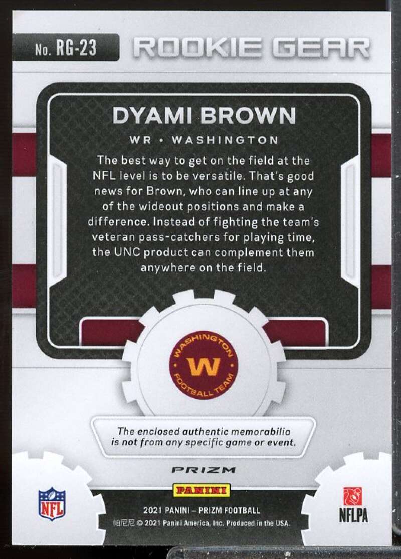 Dyami Brown Card 2021 Panini Prizm Rookie Gear Jersey Pink #23  Image 2