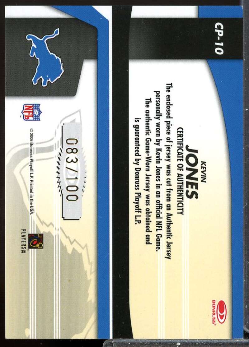 Kevin Jones Card 2006 Leaf Certified Certified Potential Jersey Materials #10  Image 2