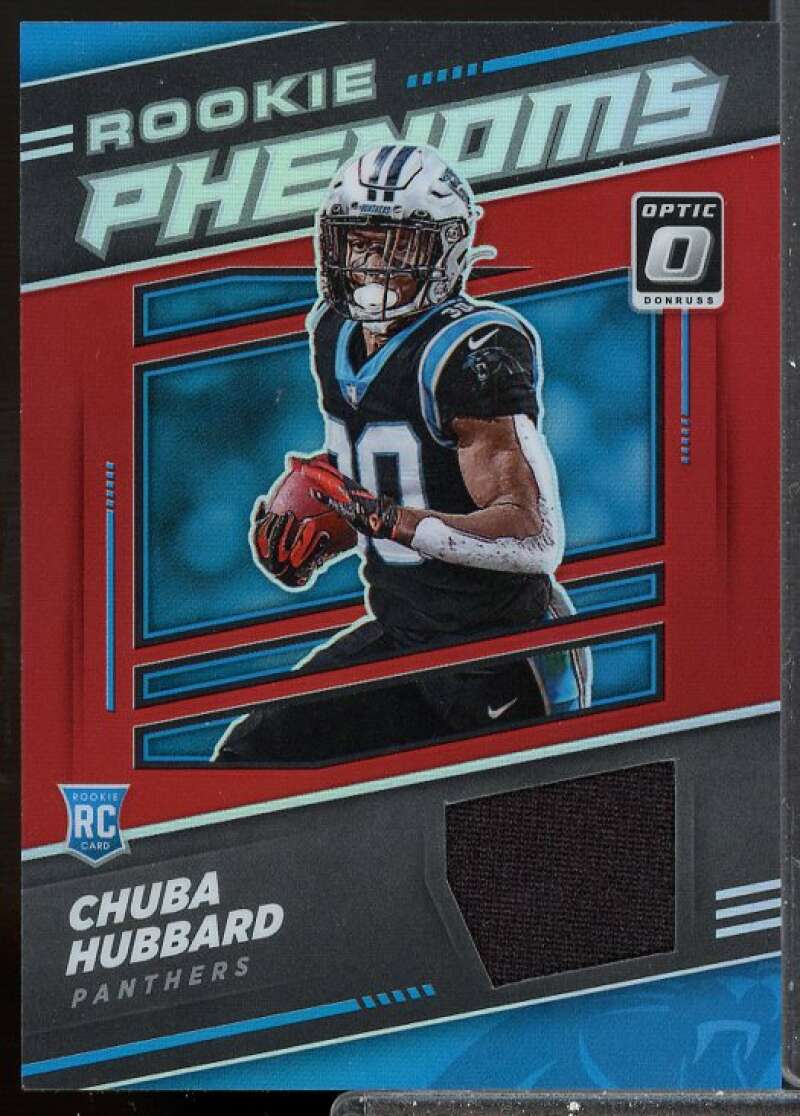Chuba Hubbard Card 2021 Donruss Optic Rookie Phenoms Jerseys Red #25  Image 1