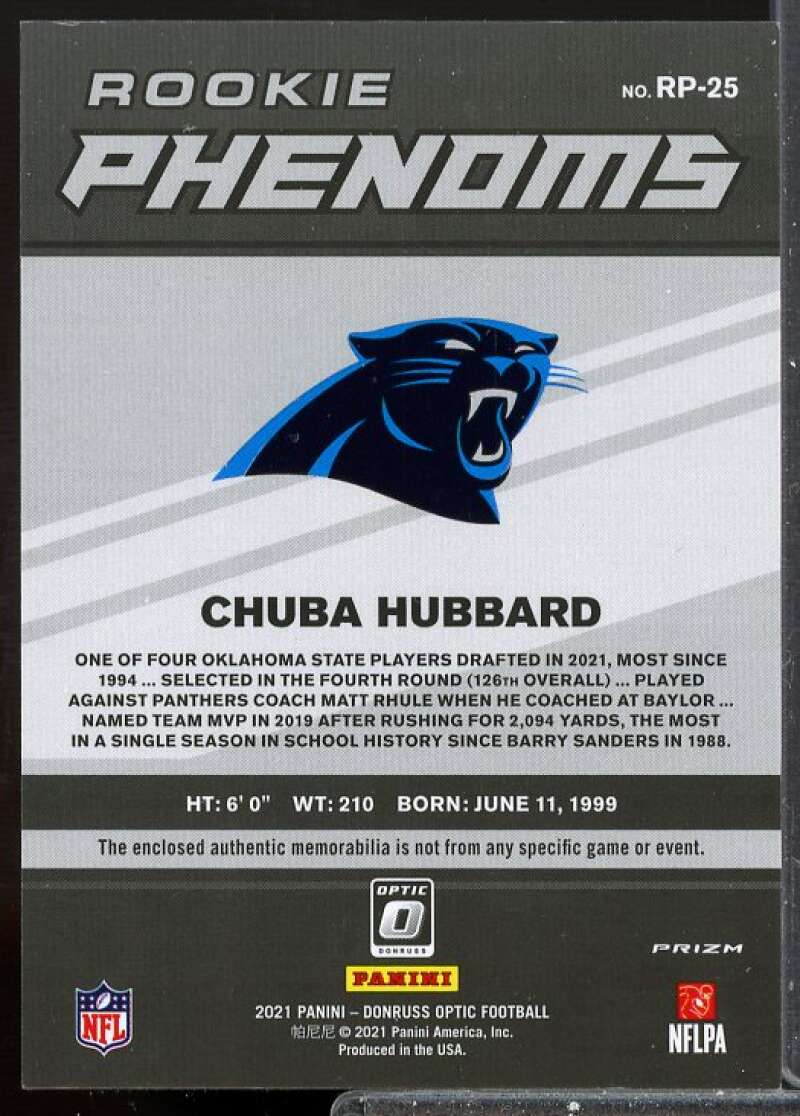 Chuba Hubbard Card 2021 Donruss Optic Rookie Phenoms Jerseys Red #25  Image 2
