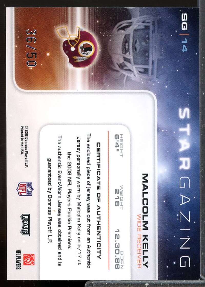 Malcolm Kelly 2008 Absolute Memorabilia Star Gazing Jersey Materials Prime #14  Image 2
