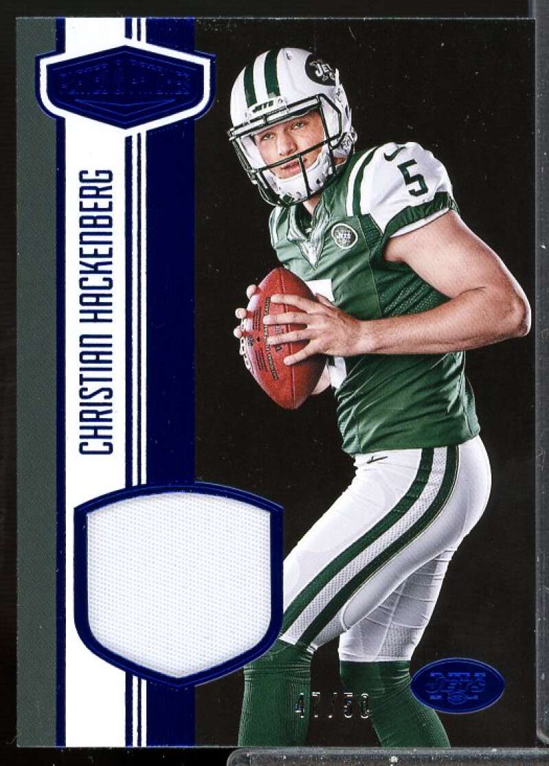 Christian Hackenberg Card 2016 Plates and Patches Rookie Jersey Patches Blue #7  Image 1