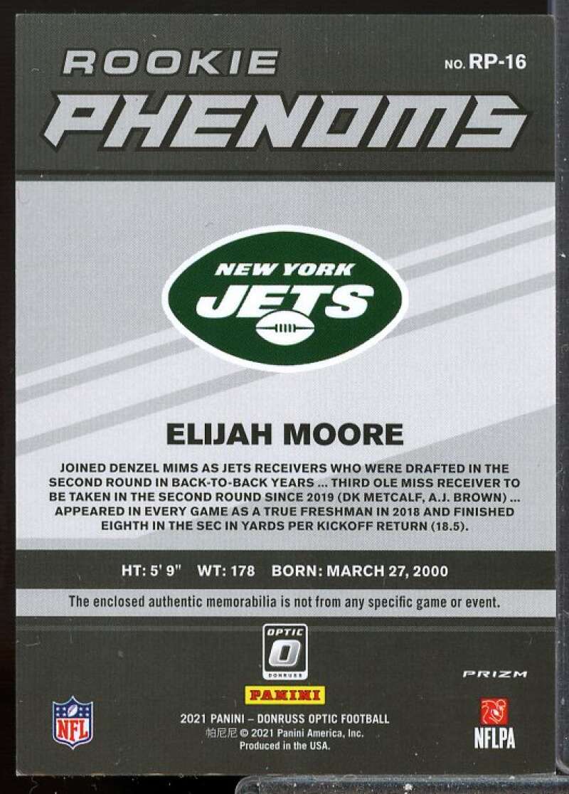 Elijah Moore Card 2021 Donruss Optic Rookie Phenoms Jerseys Red #16  Image 2