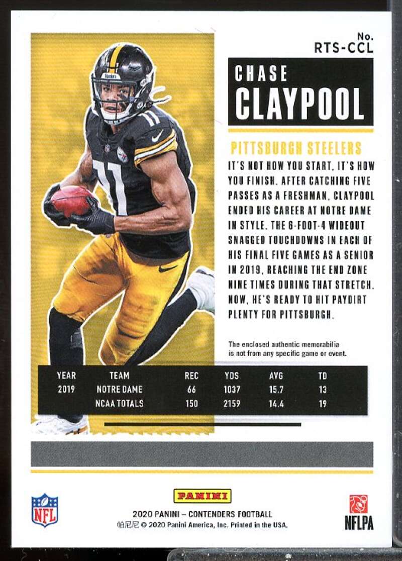 Chase Claypool Card 2020 Panini Contenders Rookie Ticket Jersey Swatches #20  Image 2