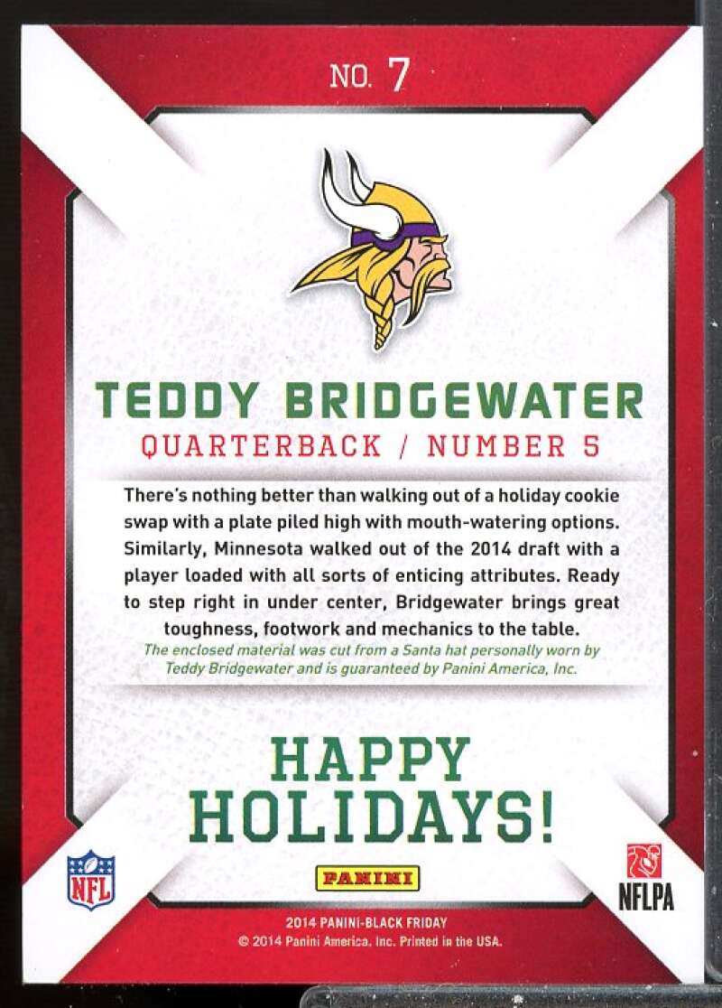 Teddy Bridgewater 2014 Panini Black Friday Rookie Happy Holidays Materials #7  Image 2