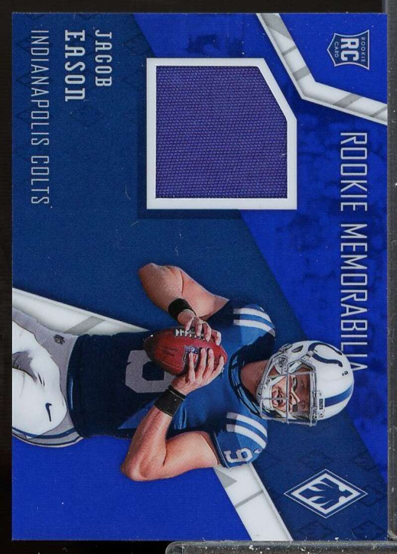 Jacob Eason Card 2020 Panini Phoenix Rookie Jersey Memorabilia Prime Blue #16  Image 1