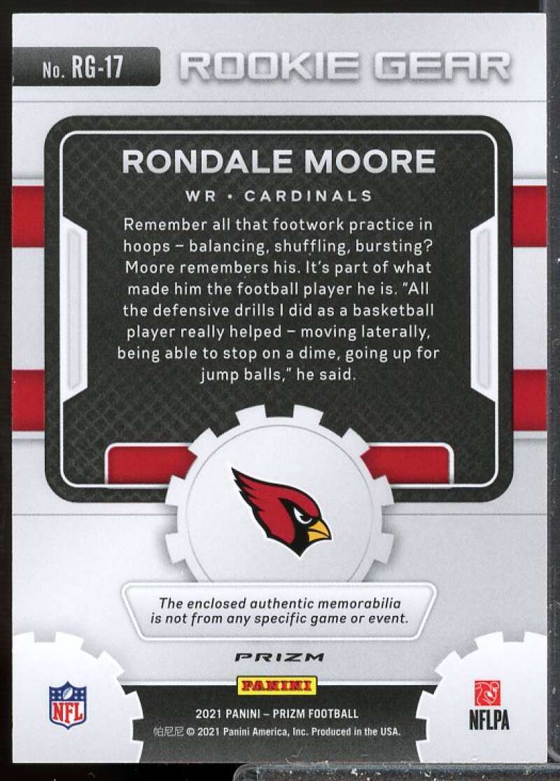 Rondale Moore Card 2021 Panini Prizm Rookie Gear Jersey #17  Image 2