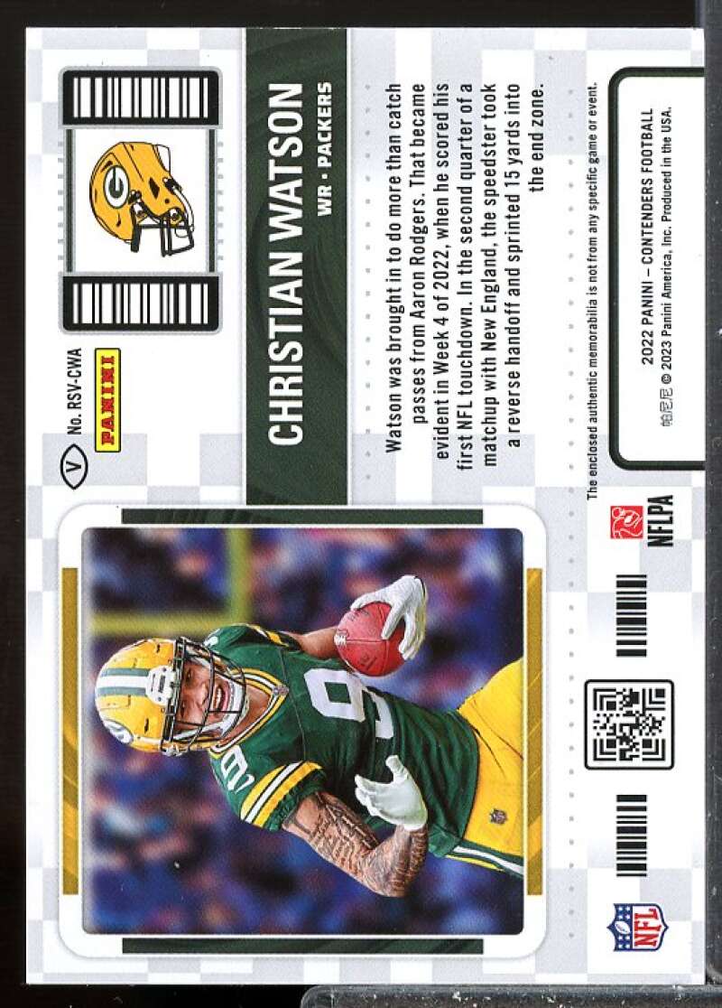 Christian Watson 2022 Contenders Rookie Ticket Jersey Swatches Variation #10  Image 2