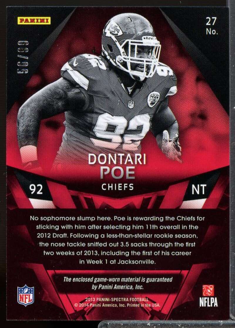 Dontari Poe/99 Card 2013 Panini Spectra Jersey Materials Spectra Blue #27  Image 2