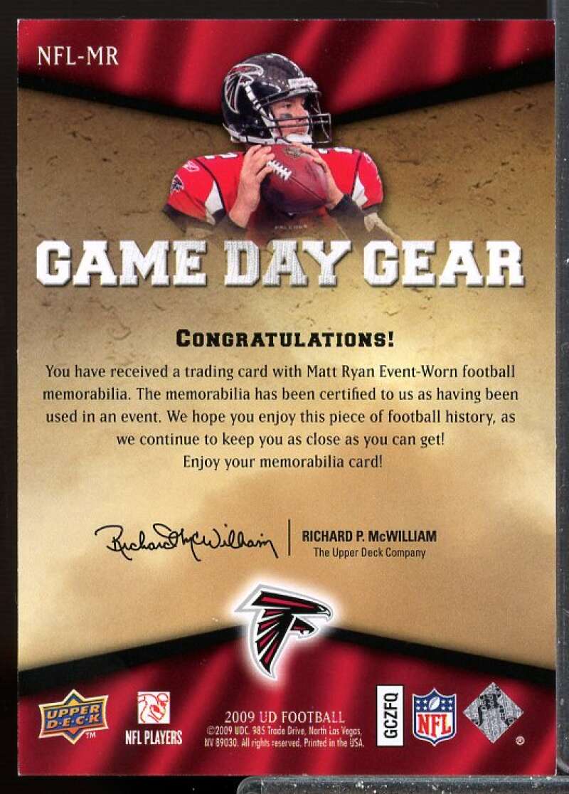 Matt Ryan Card 2009 Upper Deck Game Day Gear Jersey #MR  Image 2