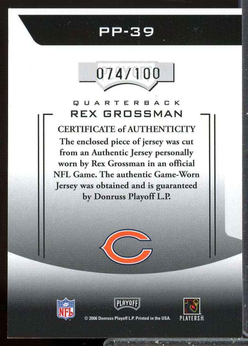 Rex Grossman Card 2006 Playoff Prestige Prestigious Pros Jerseys Green #39  Image 2