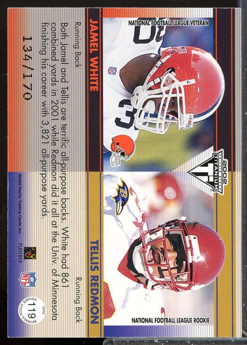 Jamel White JSY/Tellis Redmon/170 Card 2002 Titanium Blue Jerseys #119  Image 2